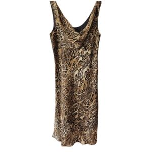 Scarlett Cowl Neck Animal Print‎ Midi Dress Women's Size 8